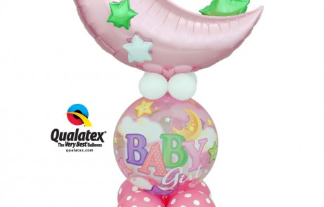 Balloon Bouquet | Baby Girl | Pink | Moon & Stars