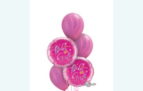 Μπουκέτο Μπαλονιών | Welcome Baby Girl | Ρόζ