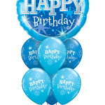 Μπουκέτο Μπαλονιών | Happy Birthday | Μπλέ | Αστεράκια